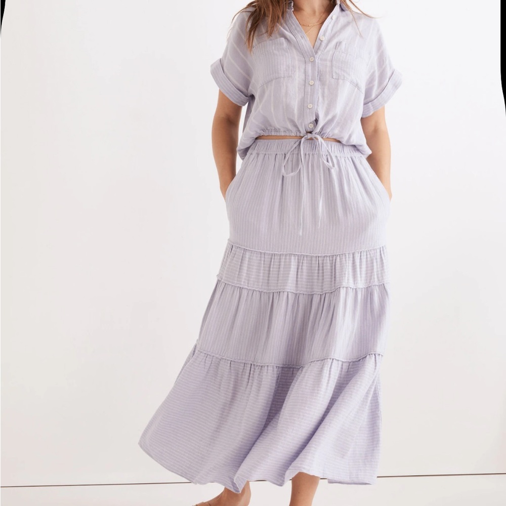 Madewell lavendar Maxi Skirt and drawstring top, small / xxs